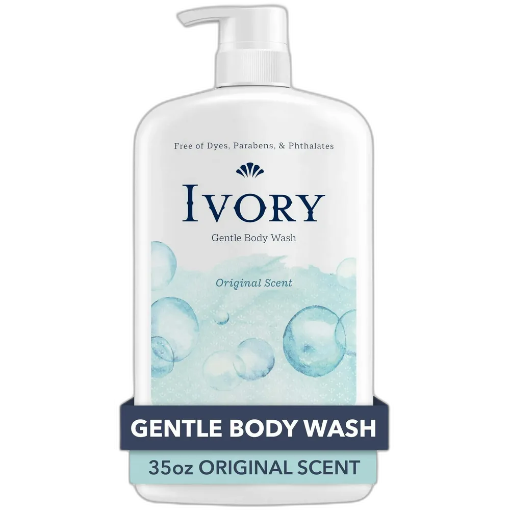 Ivory Mild and Gentle Body Wash, Original Scent, 35 fl oz (Pack of 4)