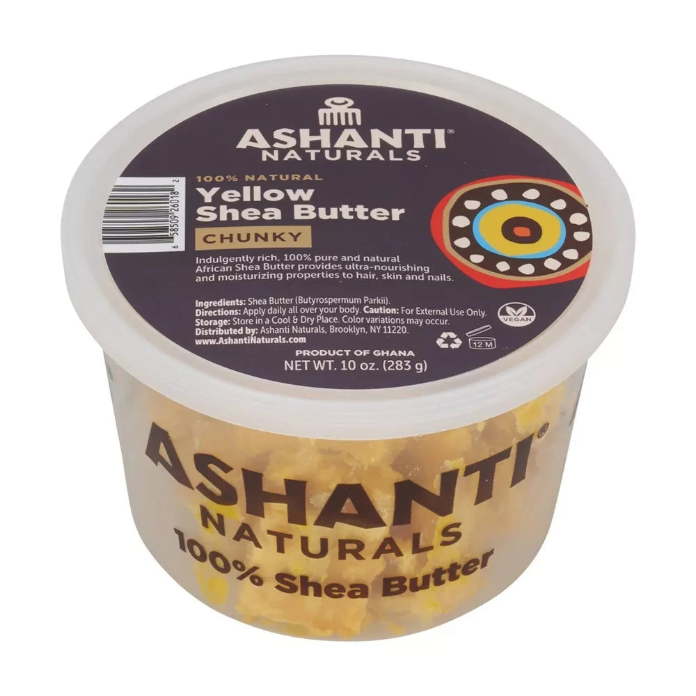 Ashanti Naturals Yellow Raw Chunky Shea Butter - 10 oz 10 Oz (Pack of 6)