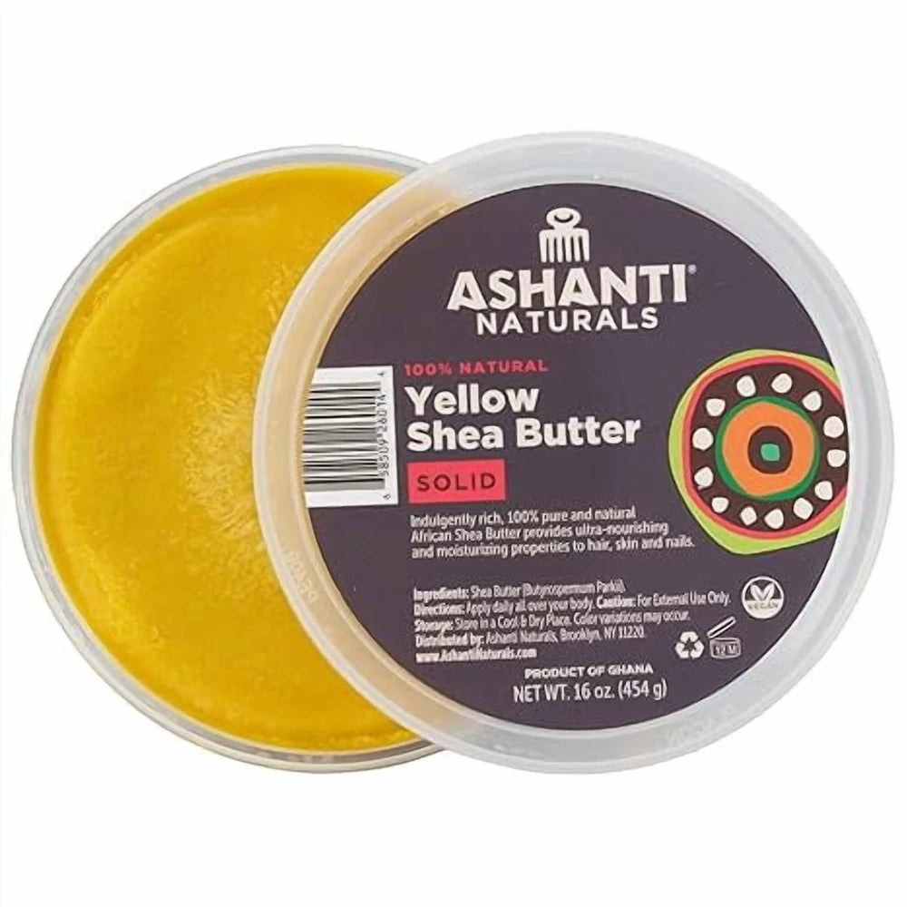 Ashanti Naturals Unrefined African Solid Yellow Shea Butter Body Butter 16 Ounc 16 Oz (Pack of 6)