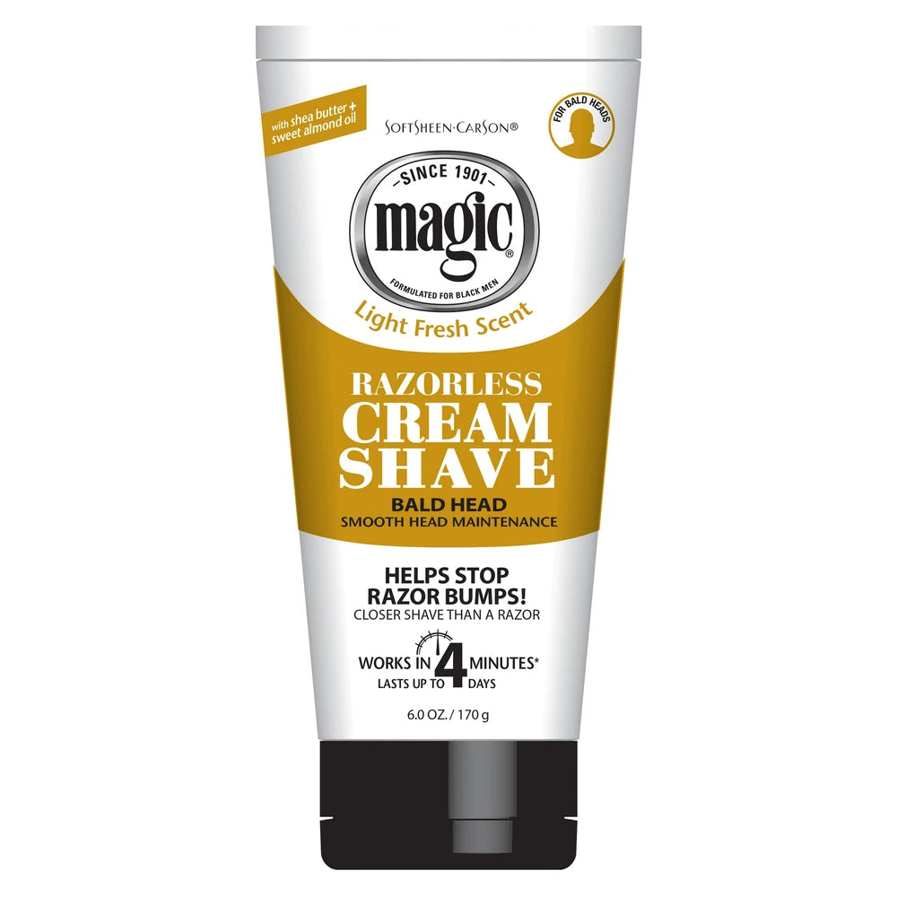 Magic Razorless Shave Cream Sensitive Skin for Hair Removal Depilatory Cream - 6 Oz (Pack of 6)
