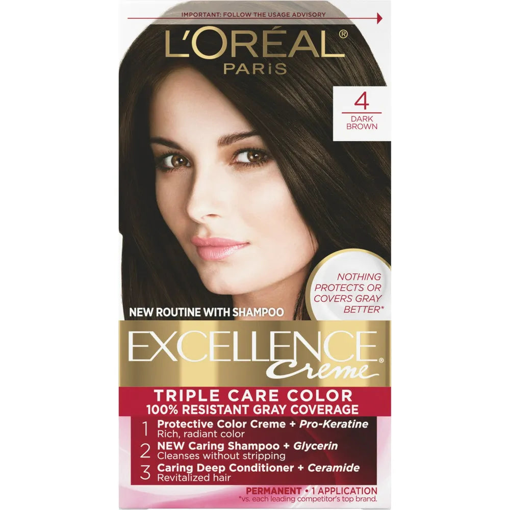 L'Oreal Paris Excellence Creme Haircolor Dark Brown 4 8oz (Pack of 12)