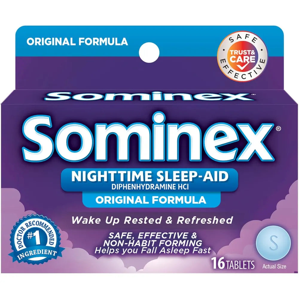 Sominex Original Formula Nighttime Sleep-Aid Diphenhydramine Hcl Wake Up Rested And Refreshed Tablets 0.64Oz (Pack Of 24)
