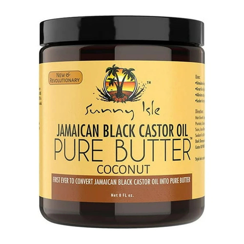 Sunny Isle Black Castor Oil Pure Butter Coconut 8 Fl. Oz(Pack of 6)