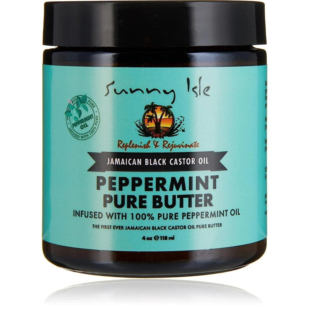 Sunny Isle Jamaican Black Castor Oil Pure Butter infused with Peppermint Oil 4 Oz (Pack of 6)