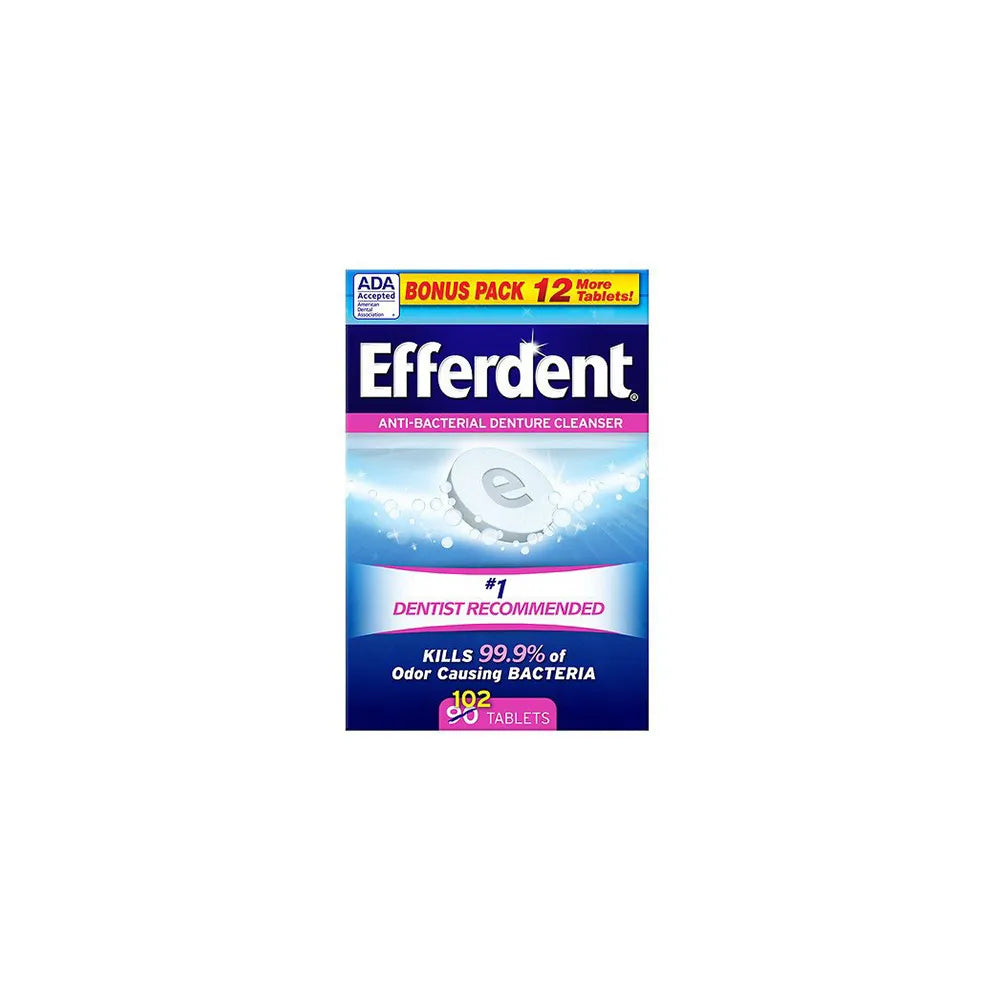 Efferdent Anti-Bacterial Denture Cleanser Tablets102 ea 8.955oz (Pack of 6)