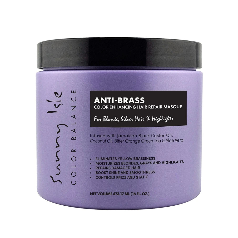 Sunny Isle Anti-Brass Color Enhancing Purple Hair Repair Masque 16oz (Pack of 6)