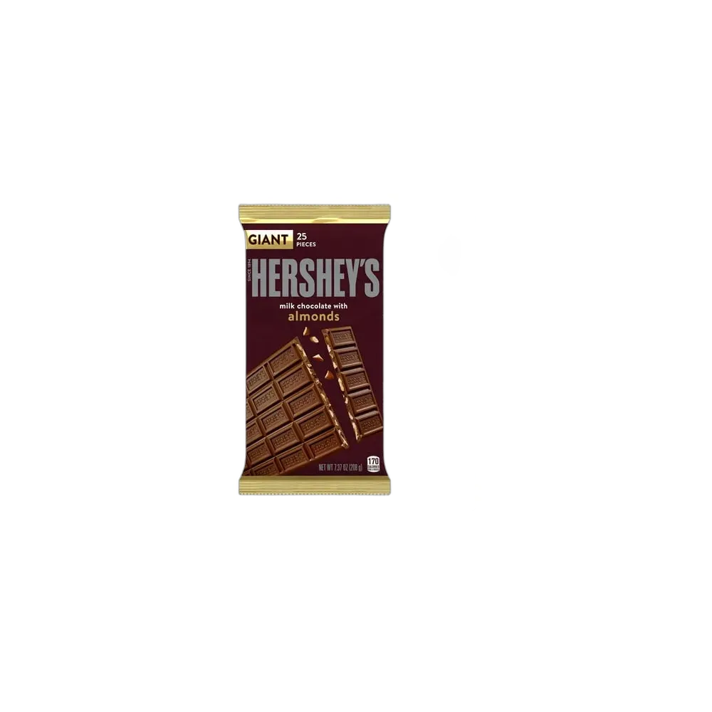 HERSHEY'S Giant Candy Bar Milk Chocolate with Almonds - 7.37 oz (Pack of 12)