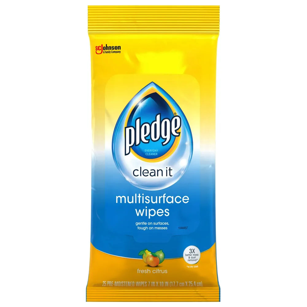 Pledge Clean And Dust Multi Surface Wipes 11.85oz (Pack of 12)