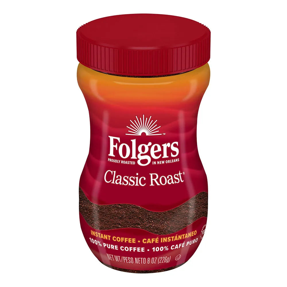 Folgers Classic Roast Instant Coffee Crystals 8Oz (Pack of 6)