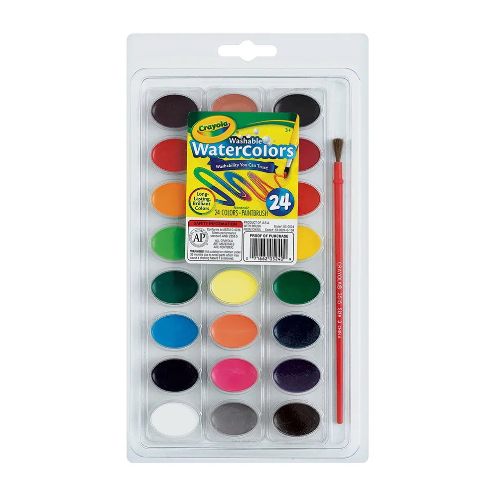 Crayola Washable Watercolors 24 colors 3.2oz (Pack of 12)
