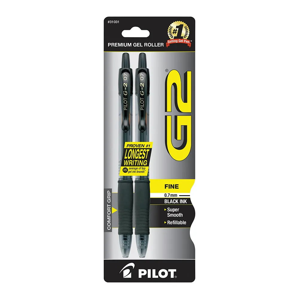 Pilot G2 Premium Gel Roller Pens Fine Point 0.7 mm Black Ink .0634oz (Pack of 144)