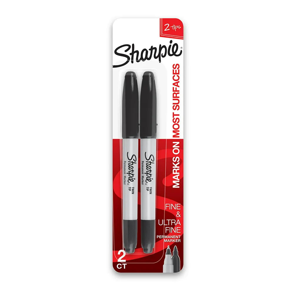 Sharpie 2Pk Permanent Markers Twin Tip Black 0.32Oz (Pack Of 48)
