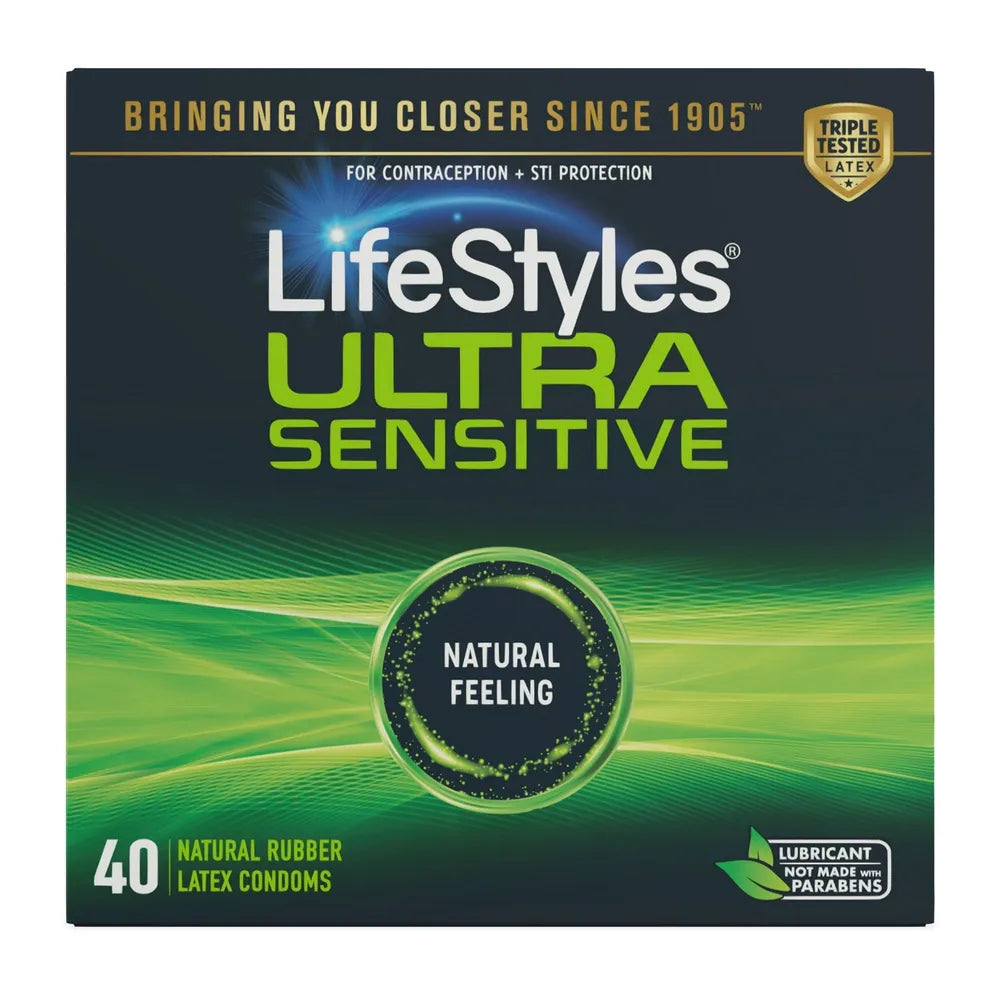 LifeStyles Ultra Sensitive Natural Feeling Lubricated Latex Condoms 0.7oz (Pack of 24)
