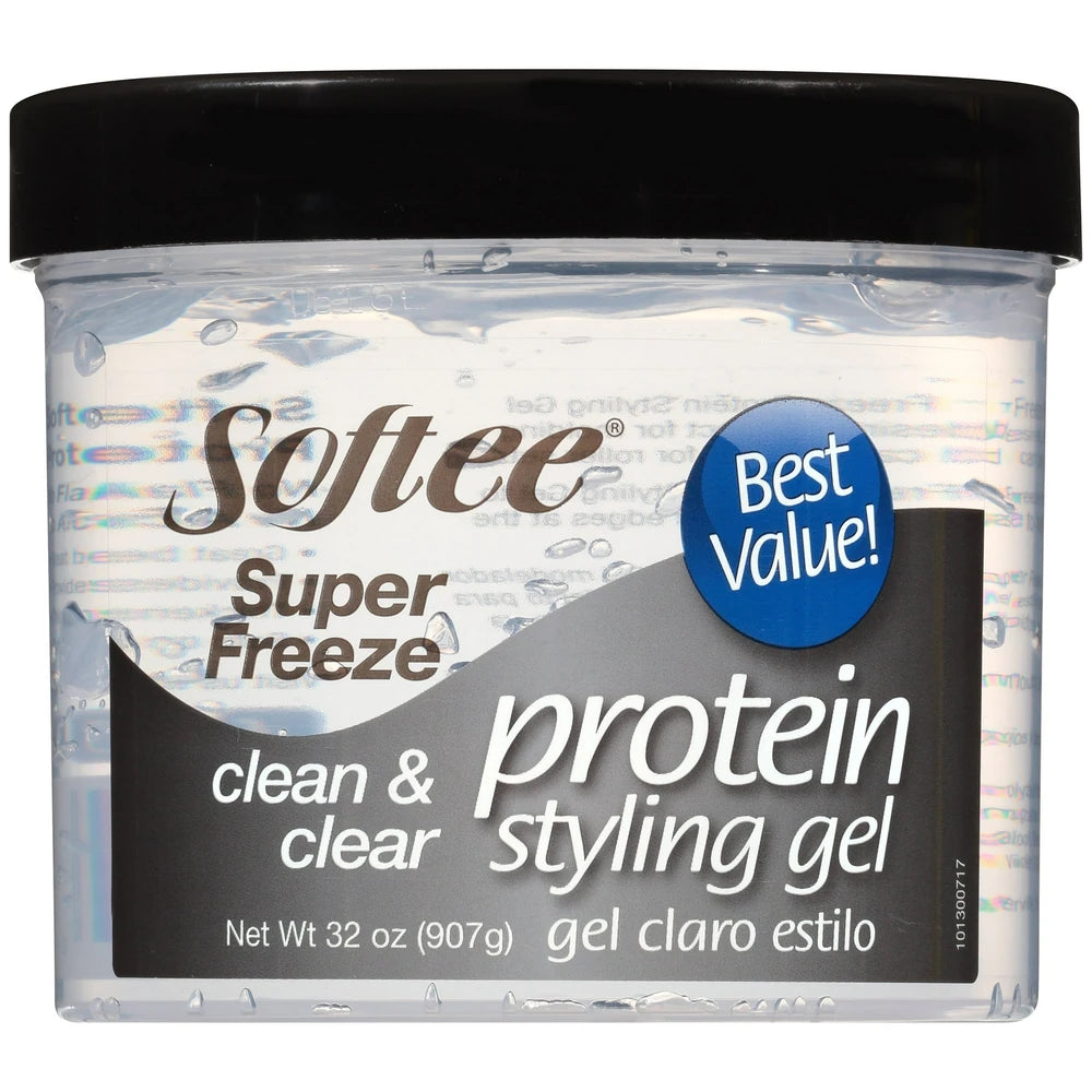 Softee Super Freeze Protein Styling Gel, 32 Oz Jar (Pack of 6)
