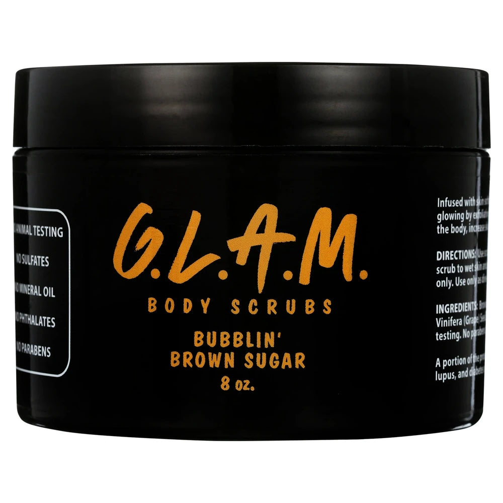 G.L.A.M. BUBBLIN BROWN SUGAR BODY SCRUB 8 Oz (Pack of 12)