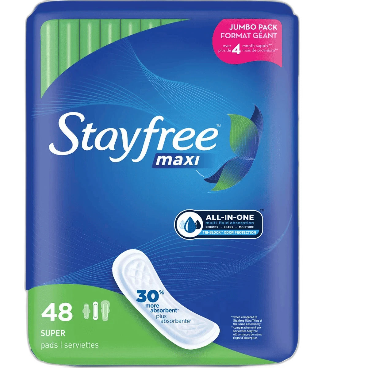 Stayfree Maxi Pads Super Feminine Pads No Wings Jumbo Pack 18oz (Pack of 4)