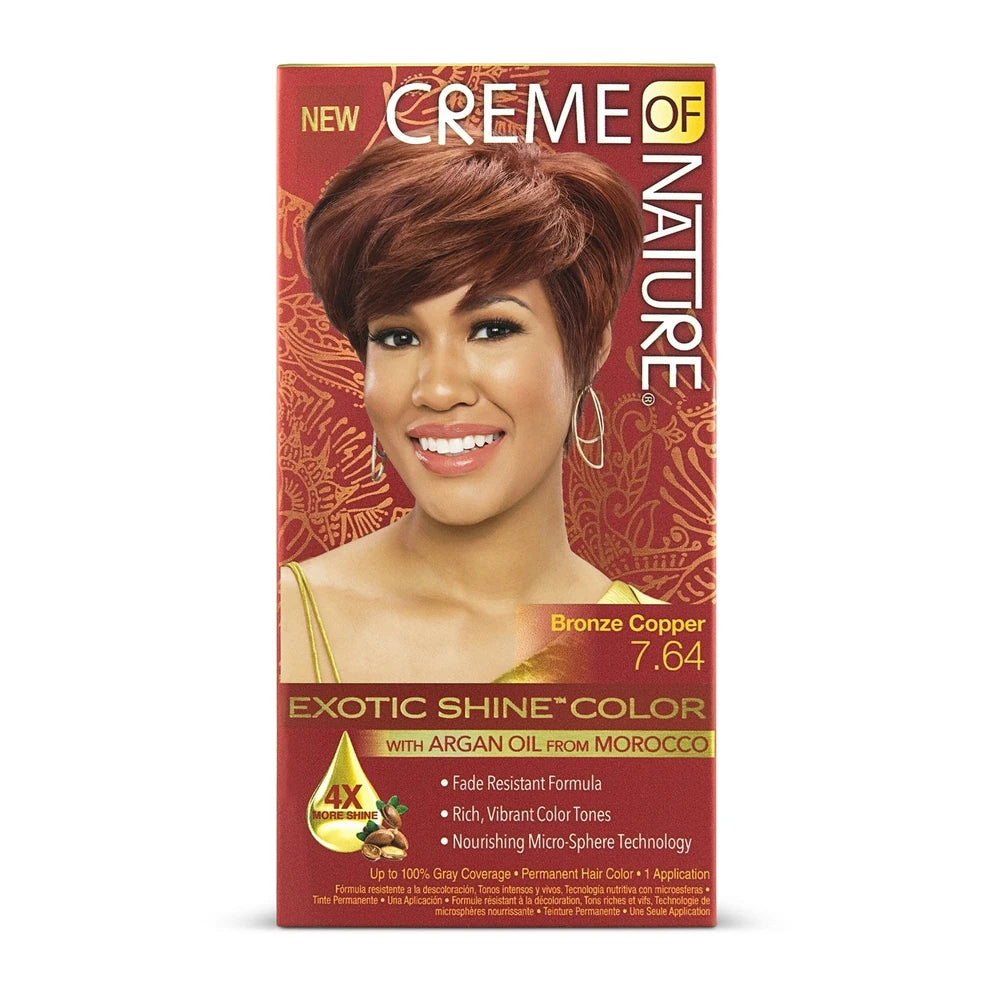 Creme of Nature Exotic Shine Color 7.64 Bronze Copper Permanent Hair Color (Pack of 12)