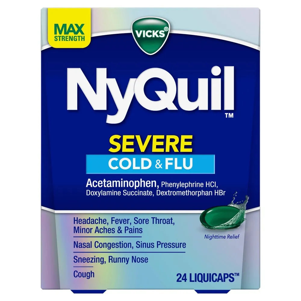 NyQuil LiquiCaps Severe Cold & Flu ? 24 Count 1.6oz (Pack of 24)