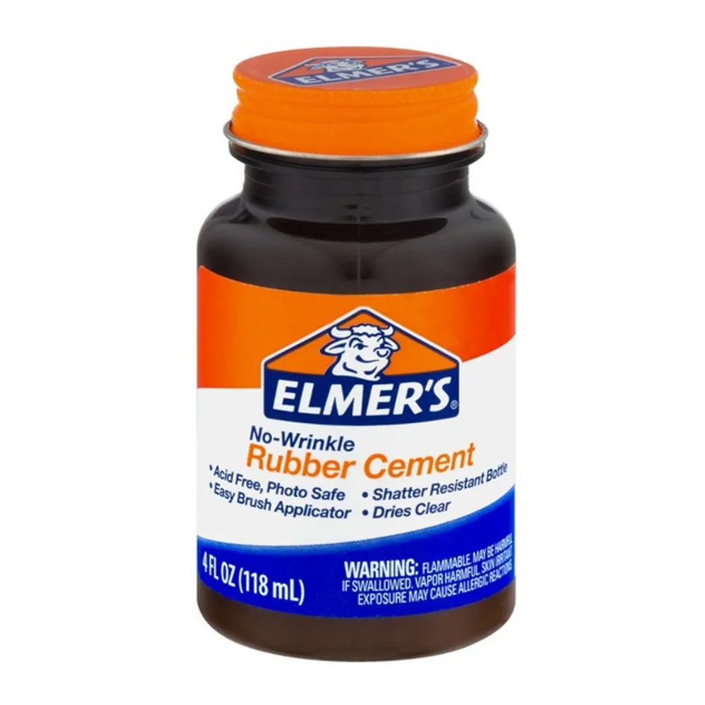 Elmer's No Wrinkle Transparent Rubber Cement 4Oz (Pack of 12)