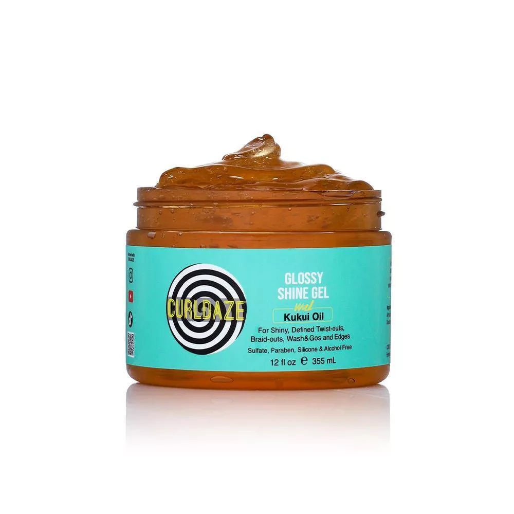 CurlDaze Glossy Shine Gel with Kukui Oil Styling Gel – 12 Fl. Oz (Pack of 6)