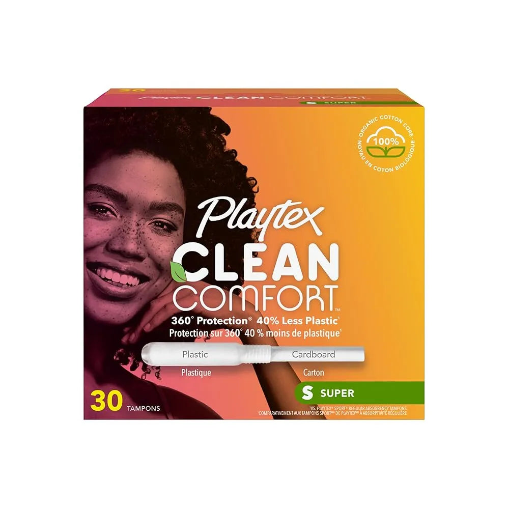 Playtex Clean Comfort Plastic Comfort Tip Tampons Super 3.84oz (Pack of 12)