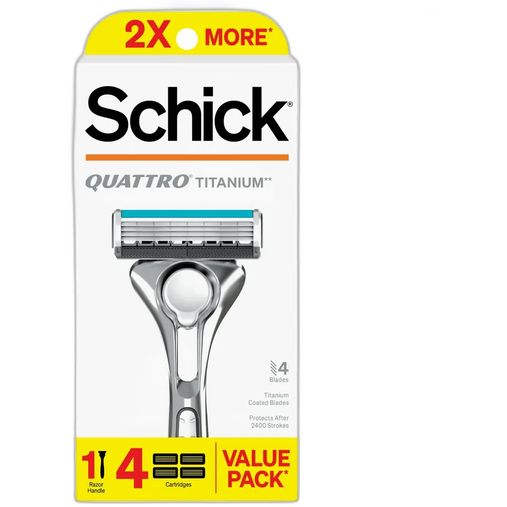 Schick Quattro Titan Razor 1 Pack + 4 Refills 2.89oz (Pack of 12)