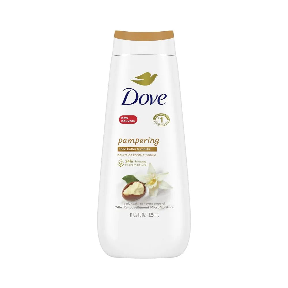 Dove Pampering Body Wash Shea Butter & Vanilla 11 oz (Pack of 6)