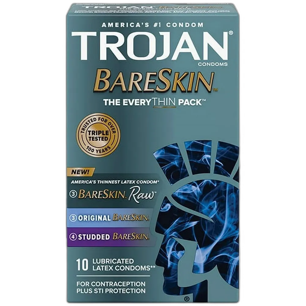 Trojan Bare Skin Condoms 10 Count 1.06oz (Pack of 48)