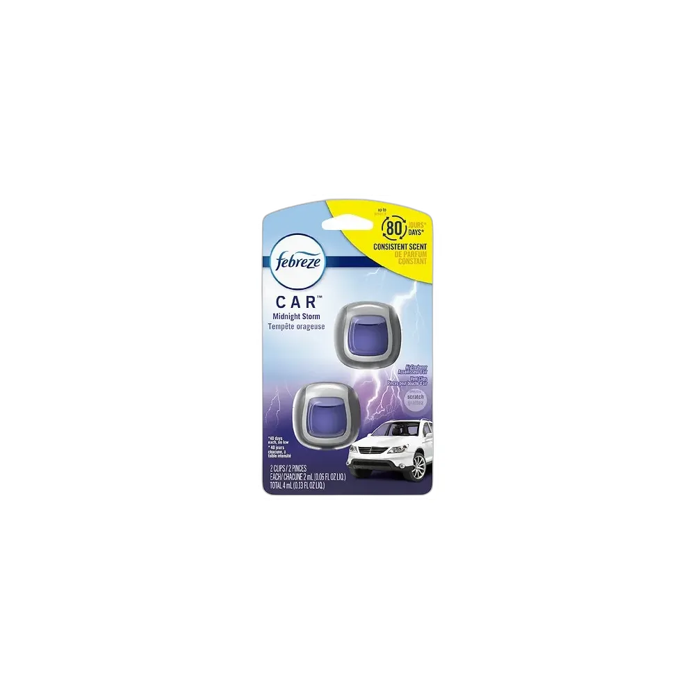 Febreze Car Vent Air Freshener Midnight 2 Count 0.13Oz (Pack Of 8)