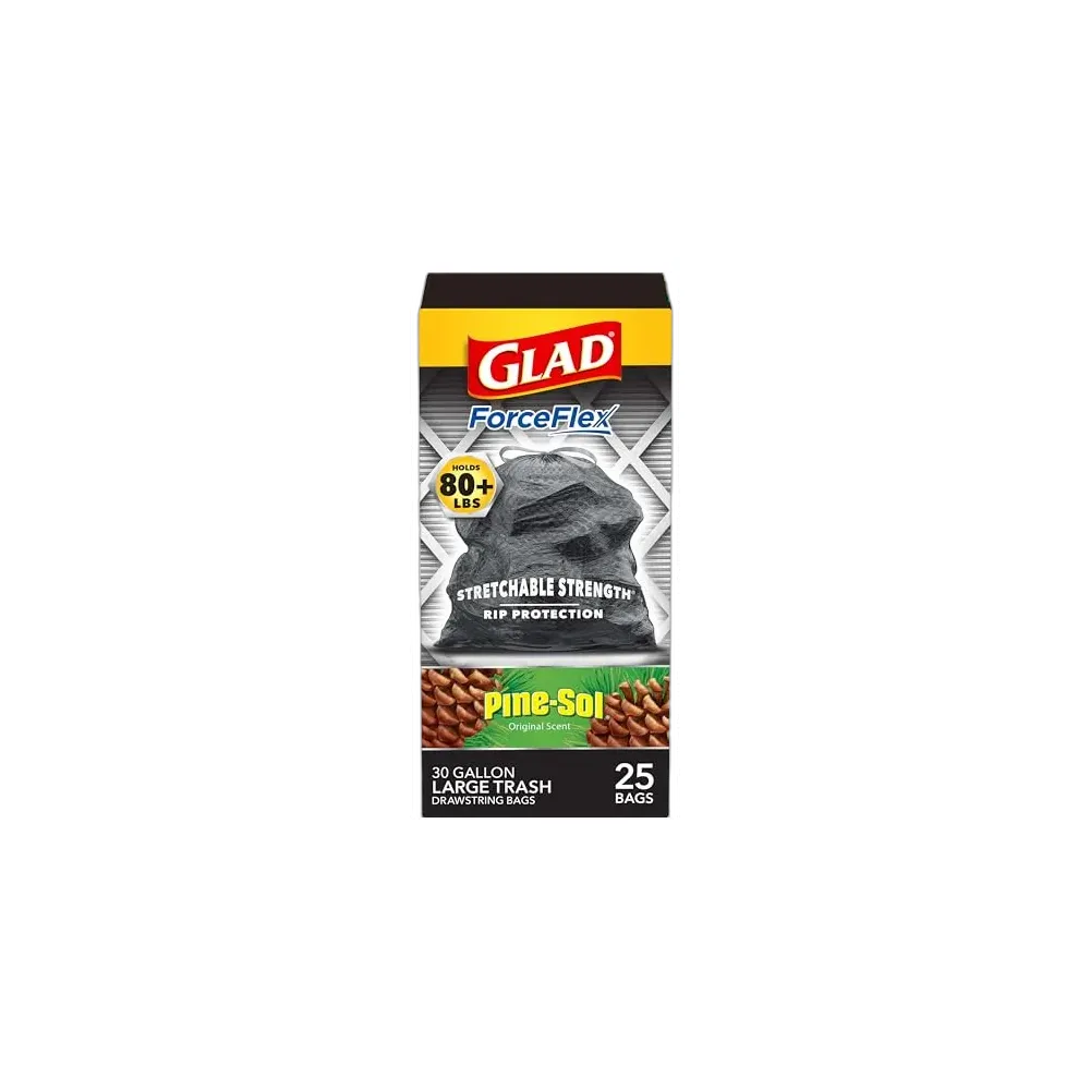 Glad ForceFlex Drawstring Trash Bag Pine-Sol 25 Bags 30.56oz (Pack of 6)