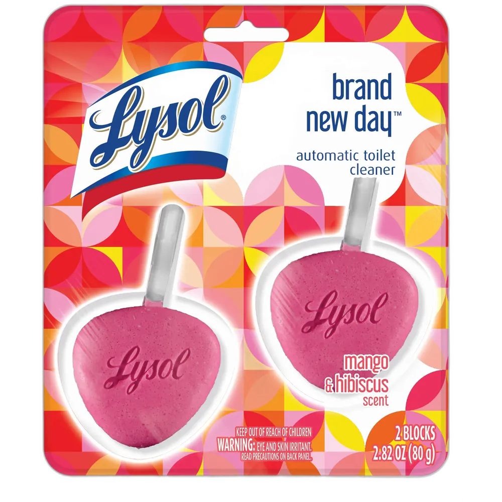 Lysol Automatic Toilet Bowl Cleaner Brand New Day Mango & Hibiscus 2 Count 2.82 Oz (Pack Of 4)