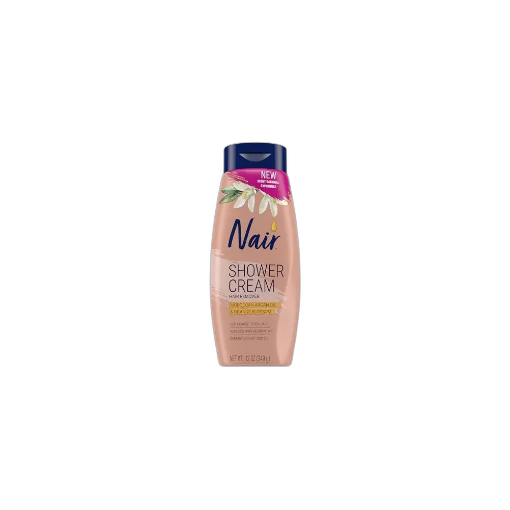 NAIR Shower Cream Hair Remover with Moroccan Argan Oil and Orange Blossom Body Hair Removal Cream for Women 12 oz (Pack of 12)