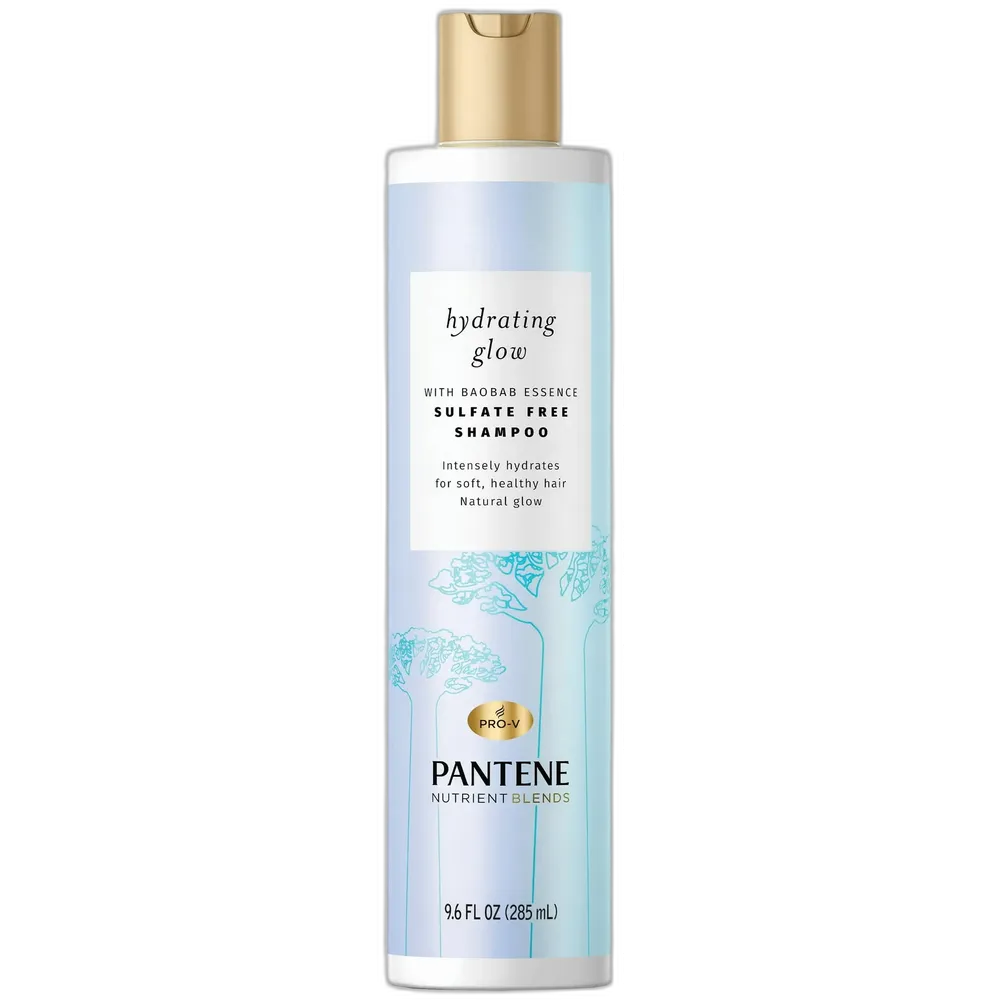 Pantene Hydrating Glow Baobab Essence Shampoo All Hair Types Sulfate & Silicon 9.6Oz (Pack of 4)