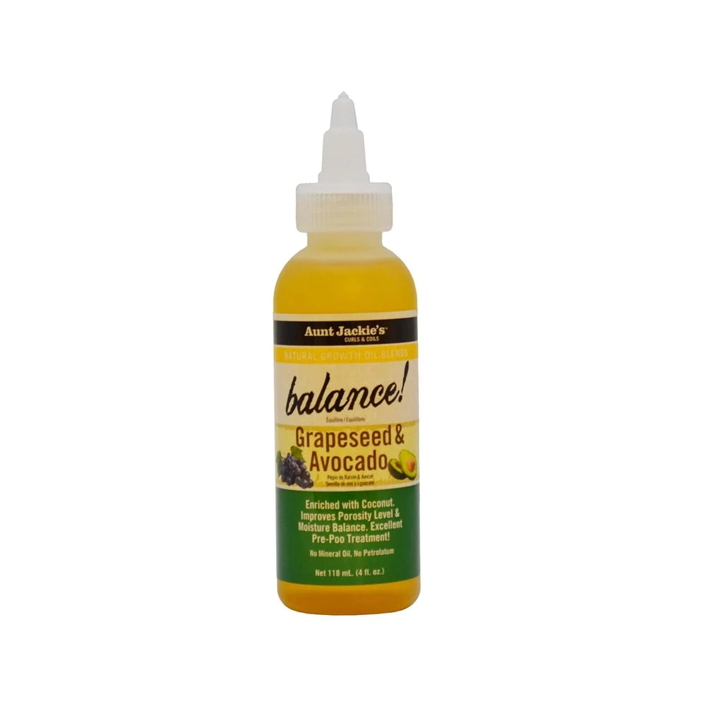 Aunt Jackie s Balance Grapeseed & Avocado Oil Natural Growth Oil Blends - 4 oz (Pack of 24)