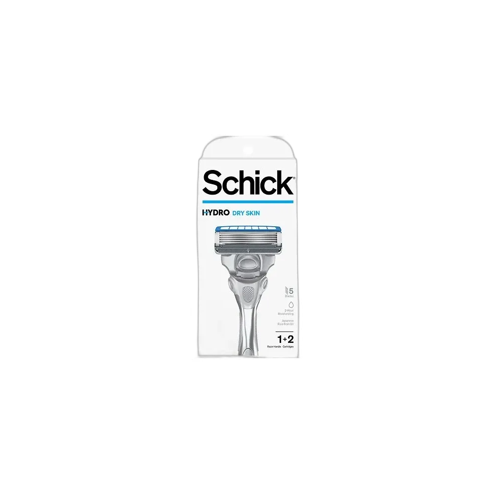Schick Hydro Dry Skin Men's 5-Blade Razor Handle + 2 Refill Razor Blades Kit 1 Count 2.4oz (Pack of 12)