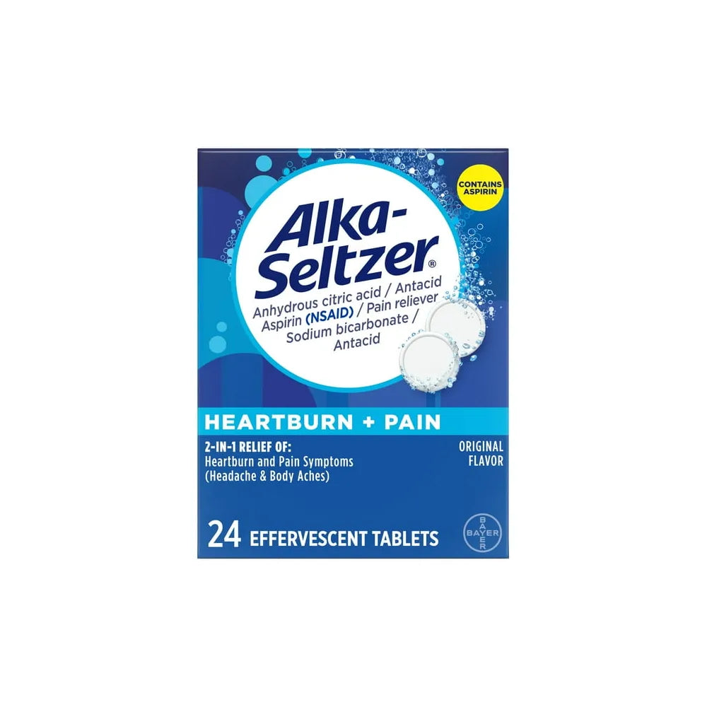 Alka Seltzer Aspirin Pain And Fever Reduce Original Effervescent Tablets 0.01Oz (Pack Of 30)