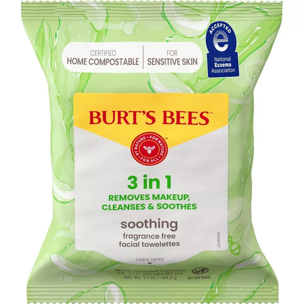 Burts Bees Facial Cleansing Towelettes For Sensitive Skin 5.1oz (Pack of 12)
