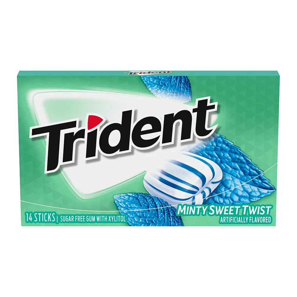 Trident Minty Sweet Twist Sugar Free Gum 14Ct 1.13Oz (Pack of 144)