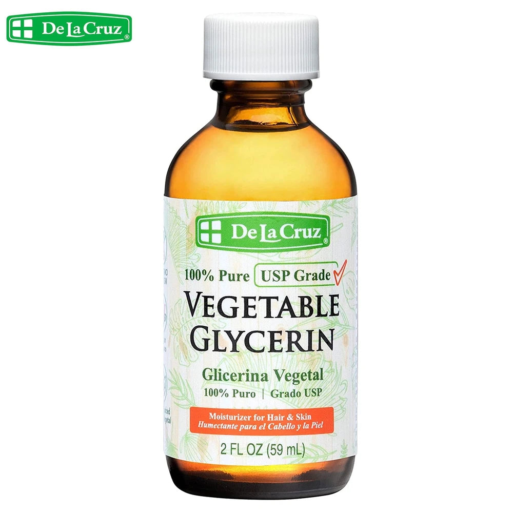 De La Cruz 100% Pure USP Grade Vegetable Glycerin Moisturizer for Skin and Hair 2. Oz (Pack of 12)