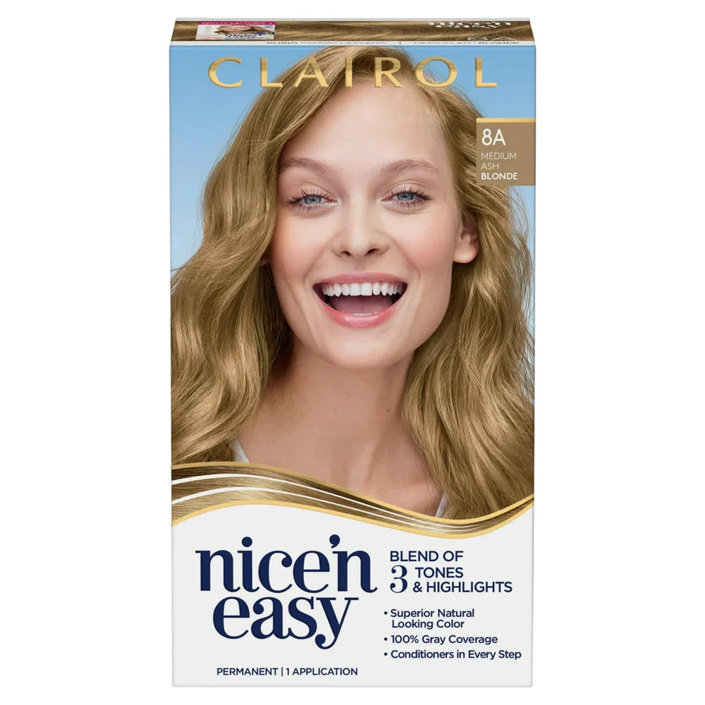 Clairol Nice & Easy Permanent Hair Color 8A Medium Ash Blonde 6.26Oz (Pack of 12)