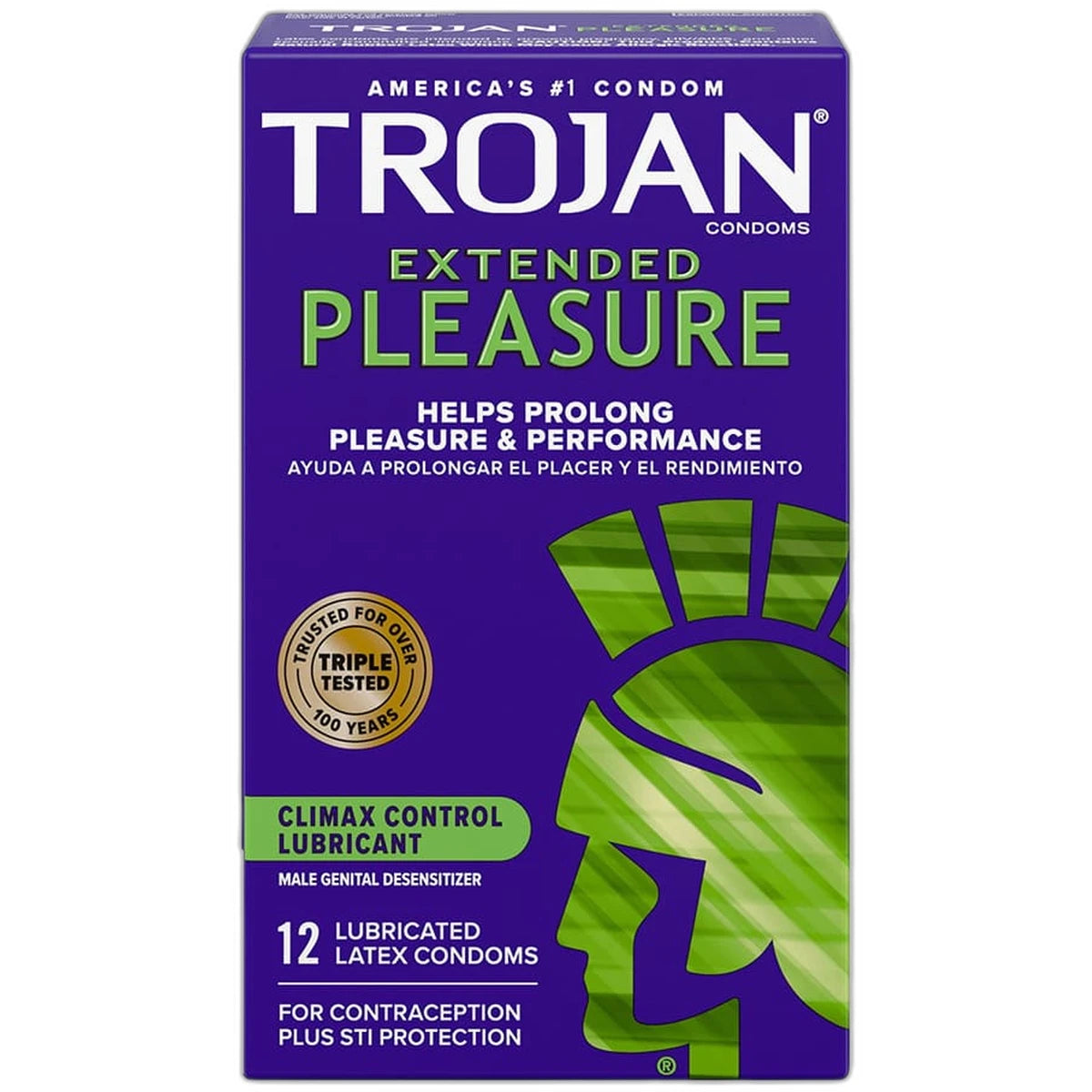 Trojan Extended Pleasure Latex Condoms Climax Control Lubricant 2.11oz (Pack of 48)