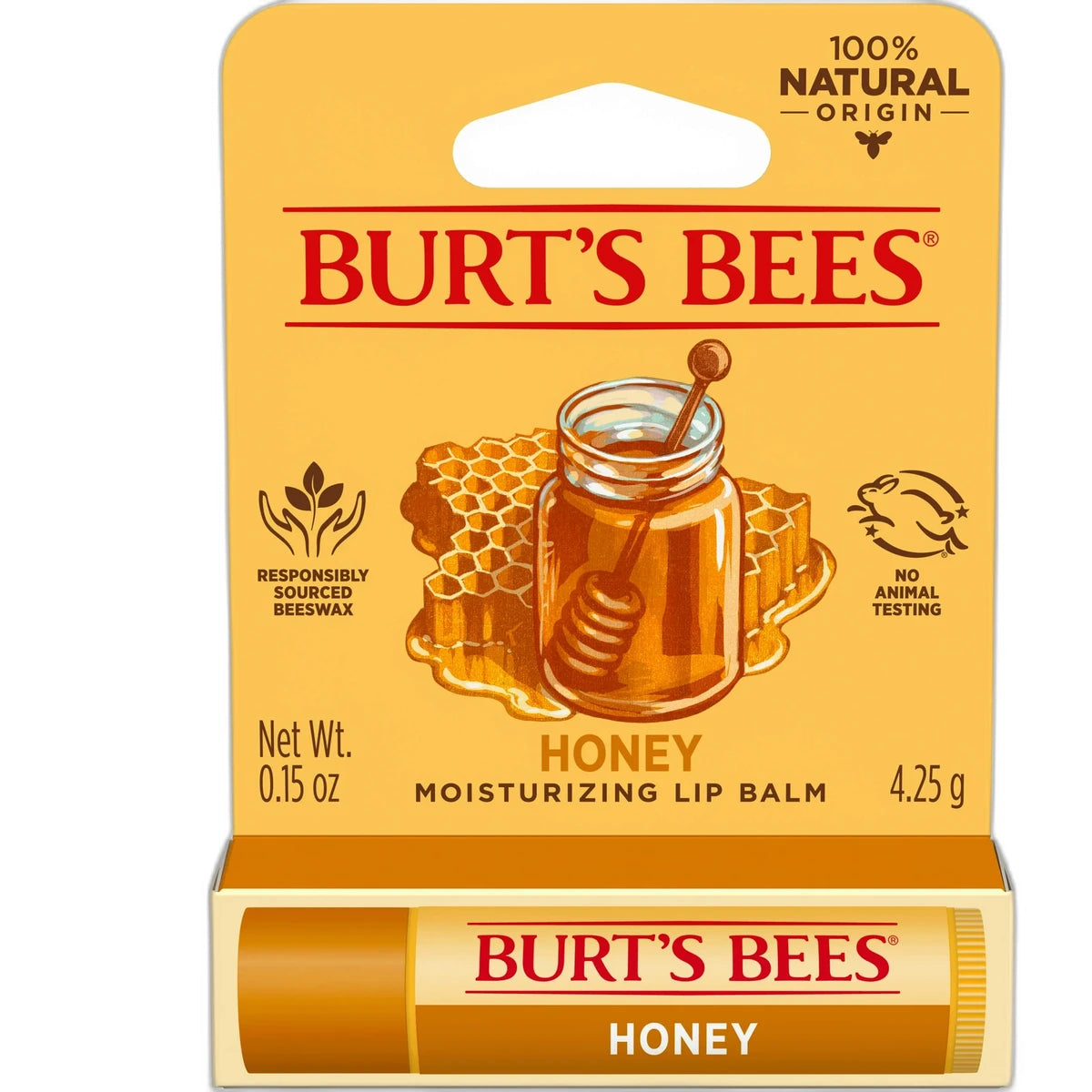 Burts Bees Natural Moisturizing Lip Balm Honey With Beeswax 0.15Oz (Pack Of 48)