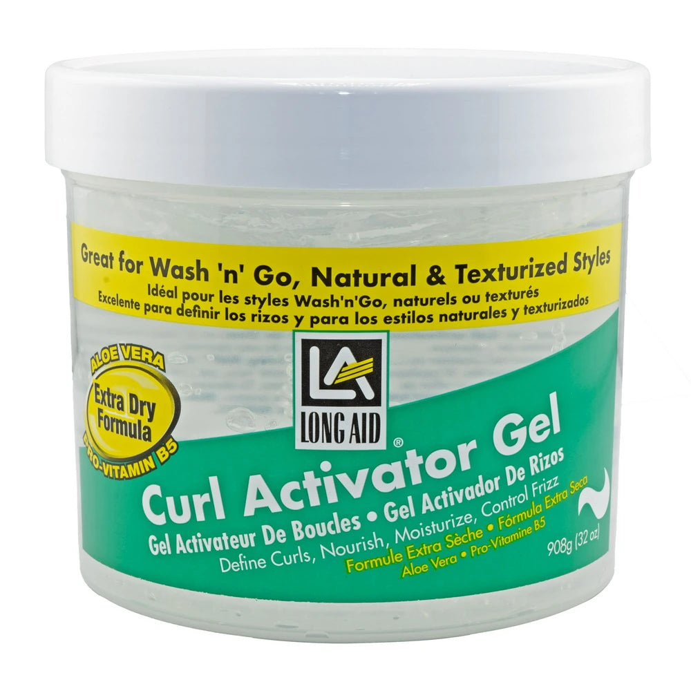 Long Aid® Curl Activator Extra Hold Moisturizing Unisex Hair Styling Gel 32 OZ (Pack of 6)