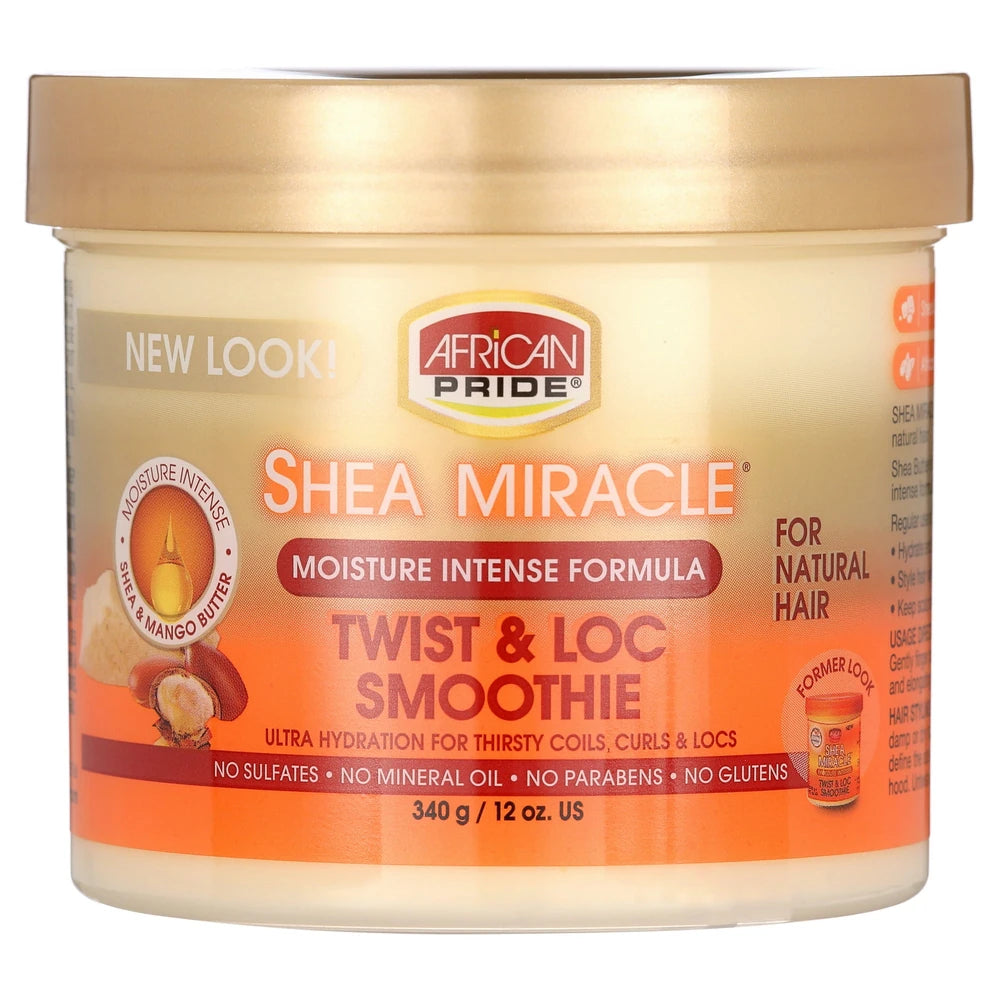 African Pride Shea Miracle Moisture Intense Twist & Loc Smoothie . Jar Cur (Pack of 12)