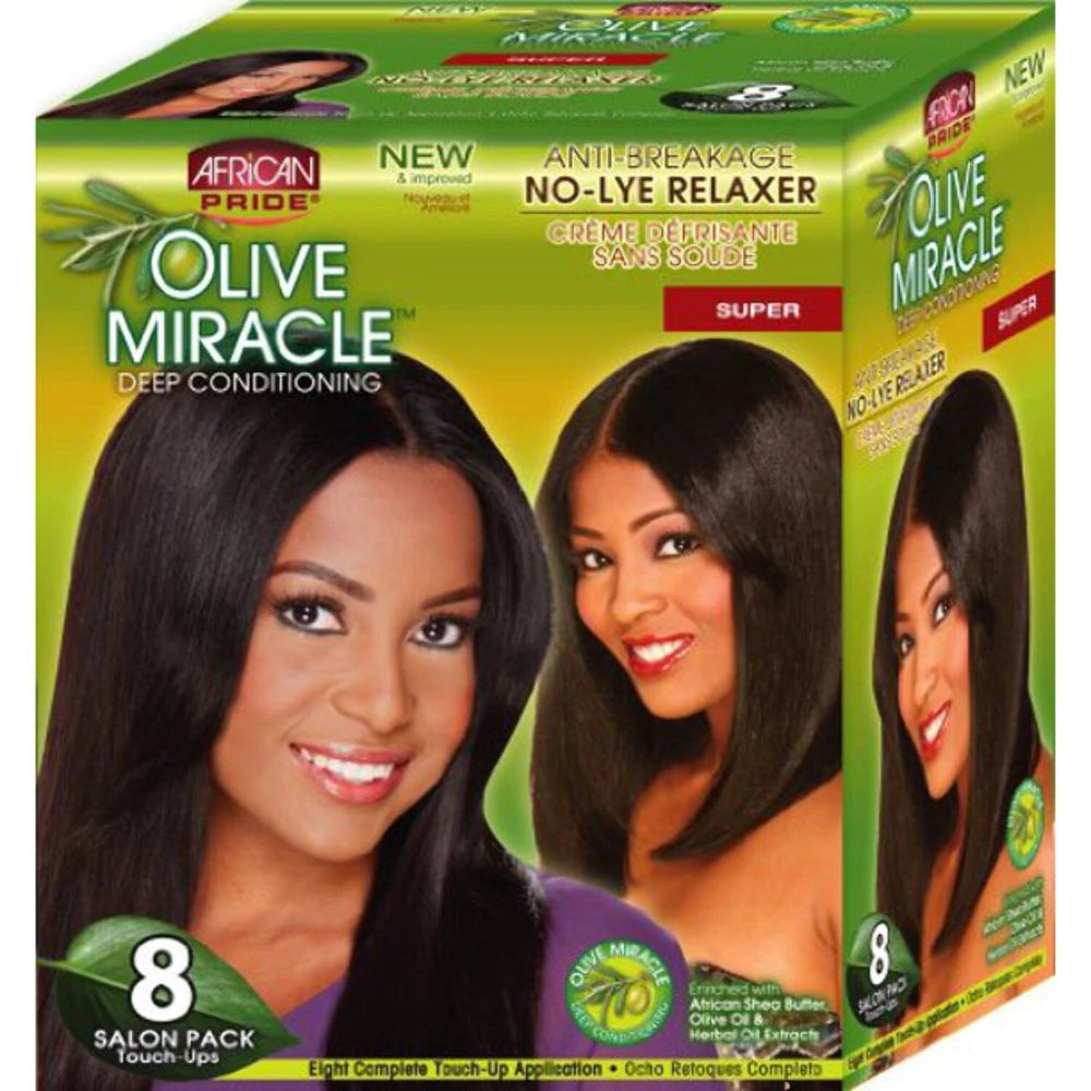 Olive Miracle Deep Conditioning No-Lye Relaxer Super (2.4 Oz) By African Bride H (Pack of 4)