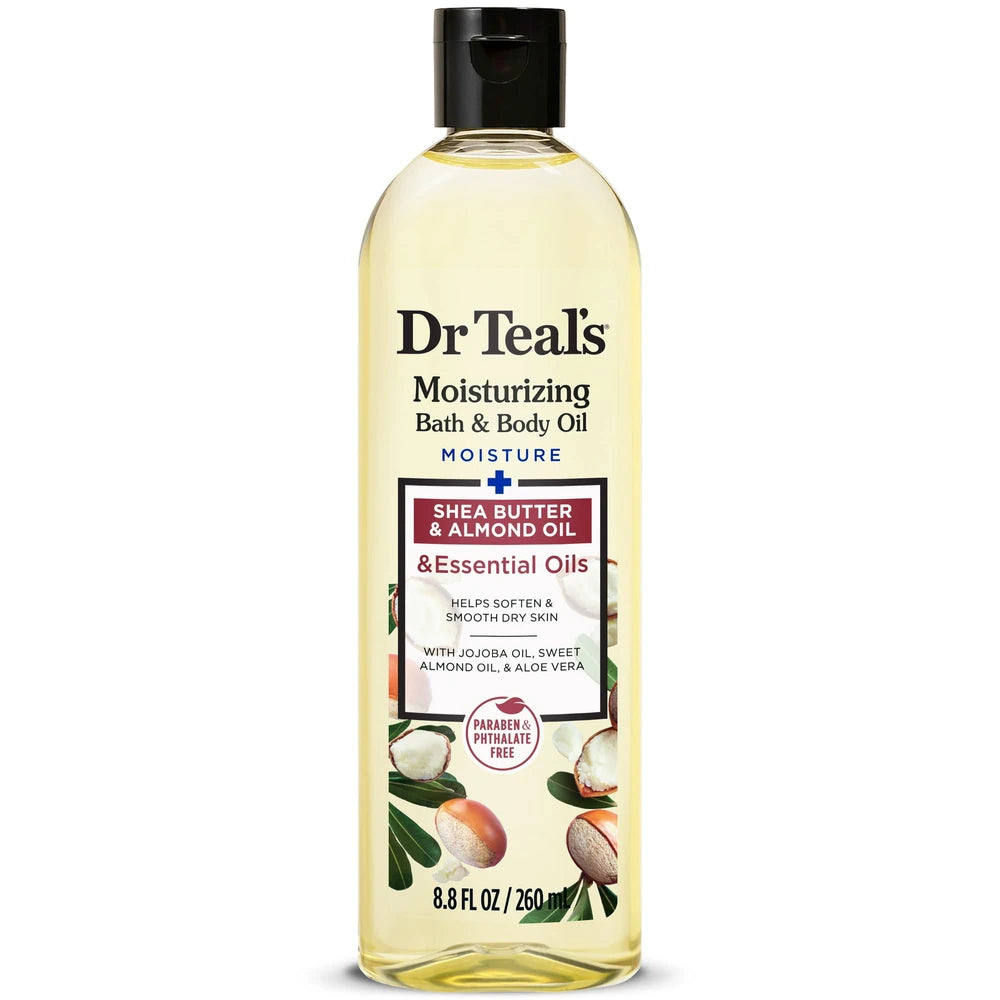 Dr Teal's Shea Butter & Almond Moisturizing Bath & Body Oil with Essential Oils 8.8. FI Oz (Pack of 6)