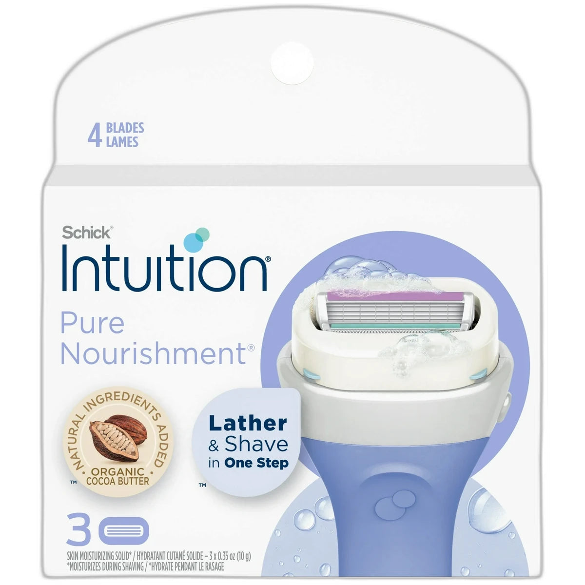 Schick Intuition Pure Nourishment Razor Refills Coconut Milk And Almond Oil3 Ea 0.64oz (Pack of 60)