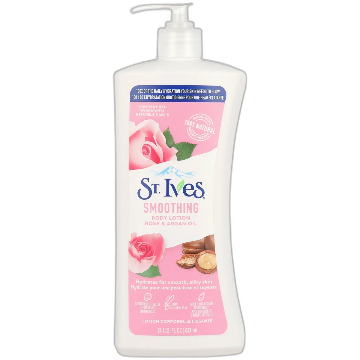 St. Ives Hand and Body Lotion for Women Smoothing Rose and Argan Oil for Dry Skin 21Oz (Pack of 4)
