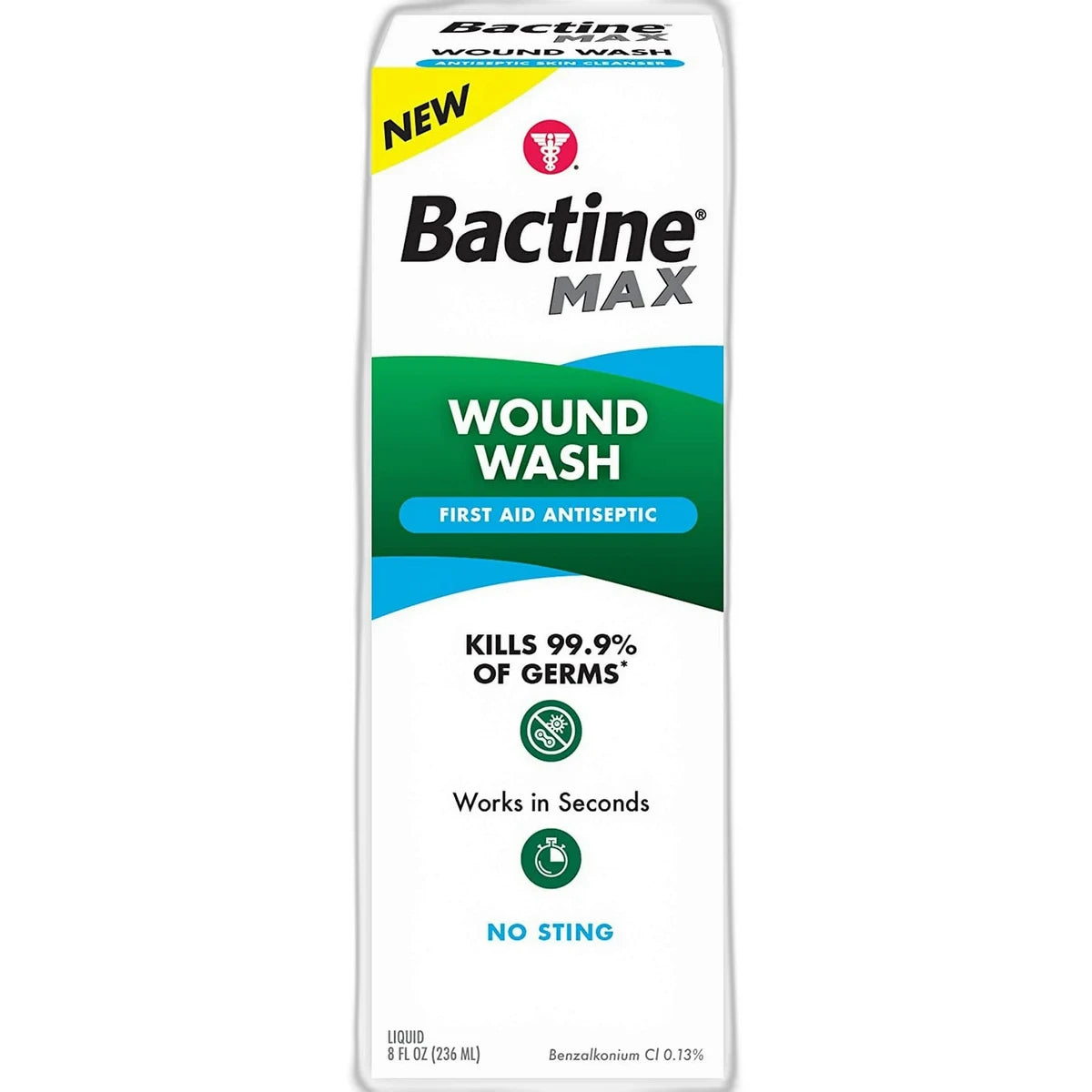 Bactine Max Wound Wash First Aid Antiseptic Liquid 8Oz (Pack of 24)