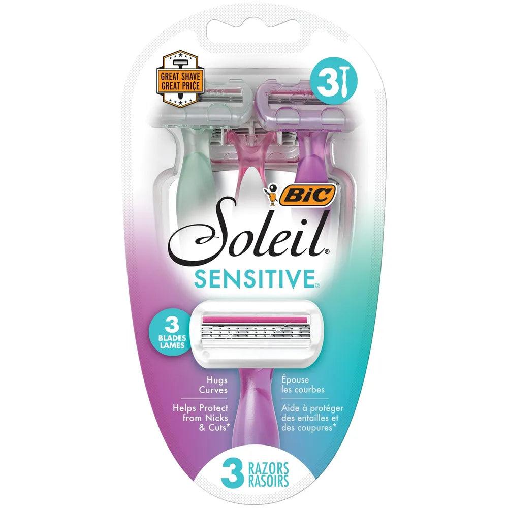 BIC Soleil Sensitive 3 Pack Disposable Women 3.6oz (Pack of 72)